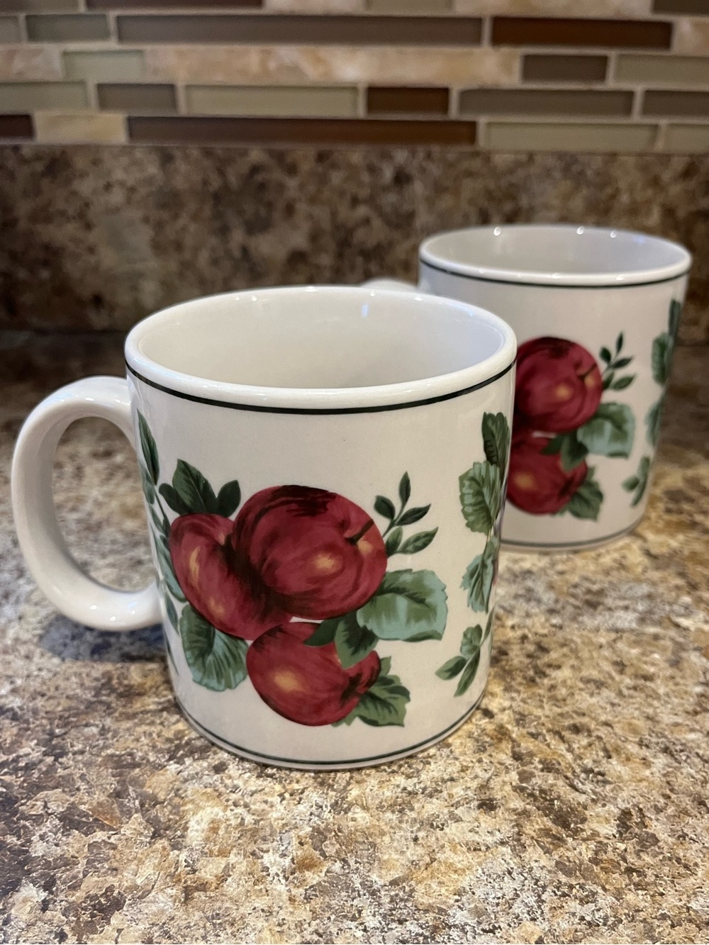 Sakura Sonoma Coffee Mugs Fruit Patterned 12 oz. set of 2 - Picture 2 of 12